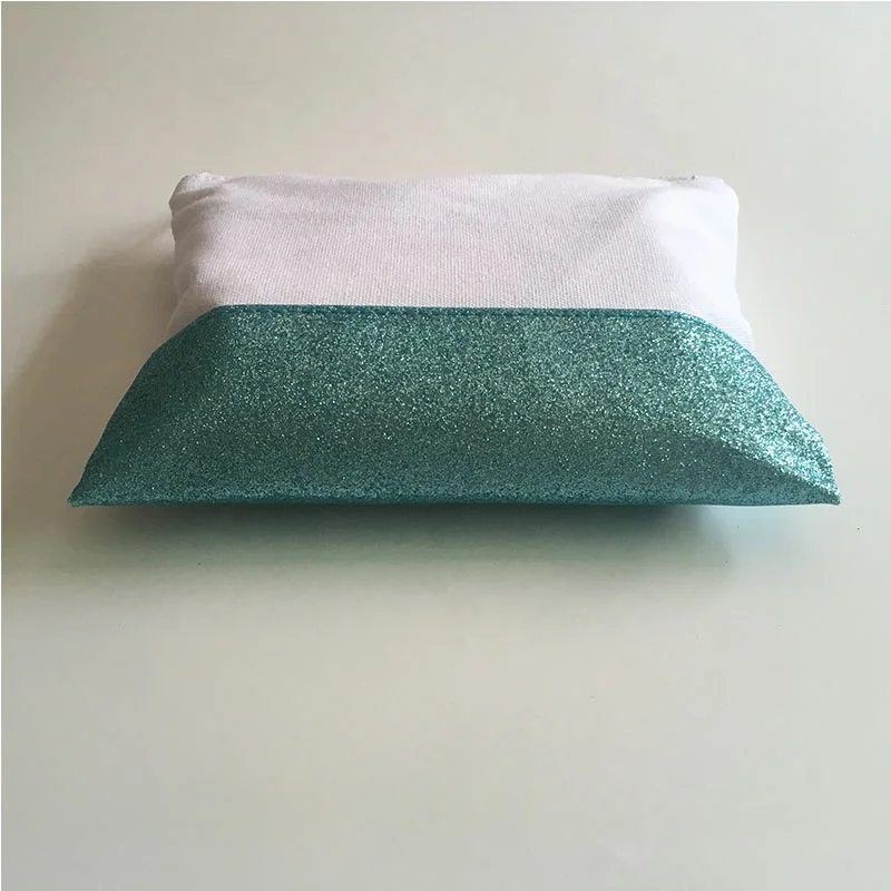 Cosmetic packaging 9*7 inch makeup travel bag with canvas glitter bottom, canvas pencil pouch /  canvas make-up bag