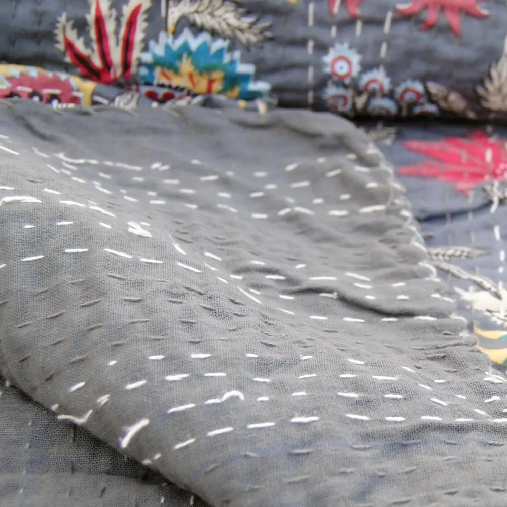 Indian Vintage Handmade Printed New Design Cotton Fabric Quilts Jaipur Kantha Queen Wholesale Bedspread