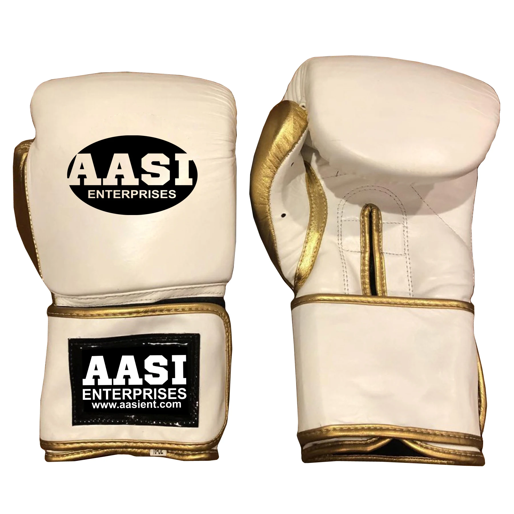 White Boxing Gloves With Gold Color Combination