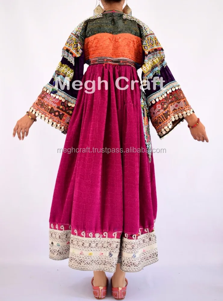 
Afghan Kuchi Dress - Tribal Banjara Dress - Indian Gypsy Vintage Coins Dress - Woman Fashion Beaded Embroidered Kuchi Dress 