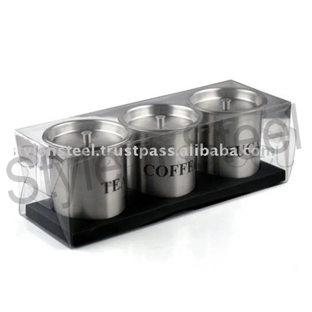 Stainless Steel Metal Storage Box canister bin Canister Storage box  3 pcs Set Stainless Steel Air-tight Kitchen