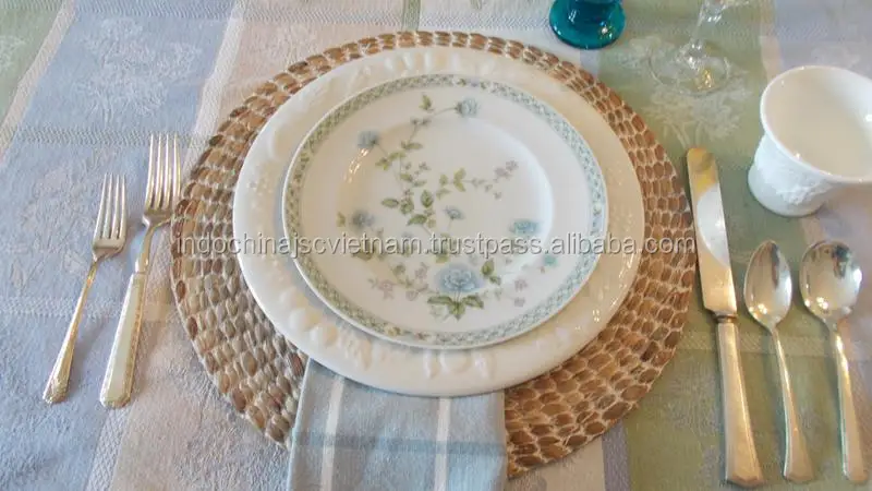 White wash water hyacinth charger placemat made in Vietnam