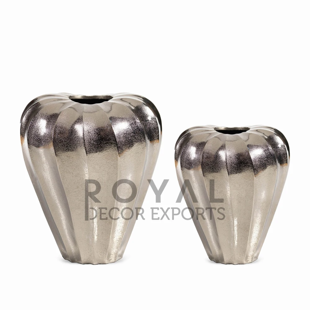 Elegant Silver Plated Raw Aluminum Flower Vase Top Selling Attractive Shape Metal Vase Flower Pots Bowl Shaped Flower Pot
