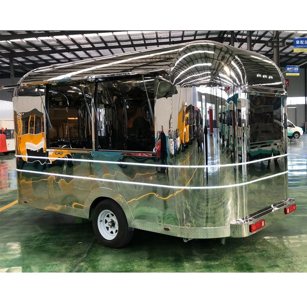 
2019 new design stainless steel airstream food trailer electric cargo bike hot dog cart catering trailers for sale 