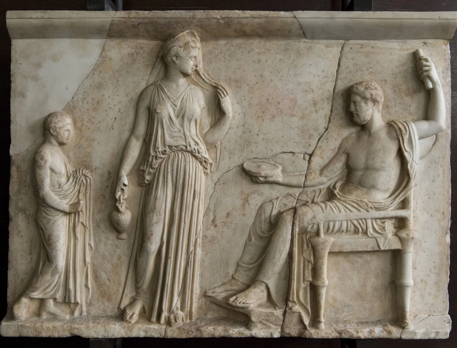 Modern Interior Decoration Limestone Carving Family Wall Relief Art Sculpture