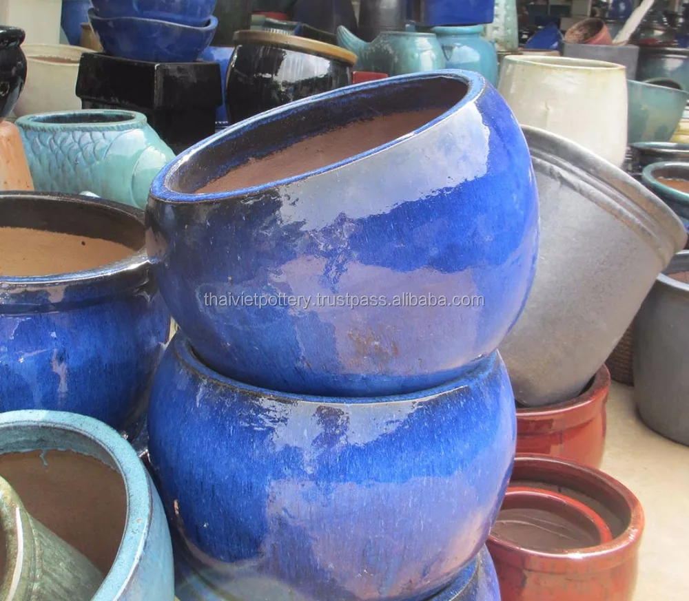 Outdoor glazed pots