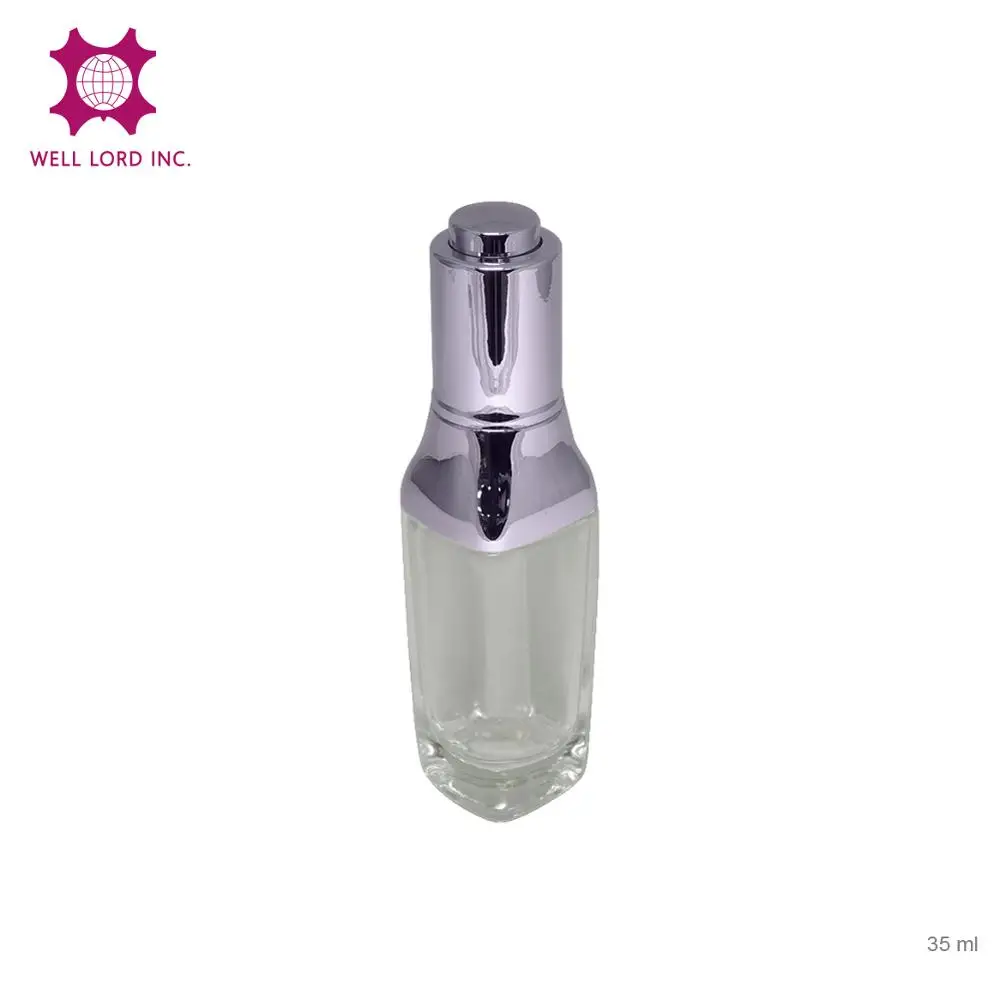 Adorable skin care products serum face 35ml see through glass bottle for cosmetics push on dropper