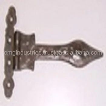 OMG Industries Heavy Duty Iron Door Hinge T-Strap Shed Black Barn Fancy Gate Hinges