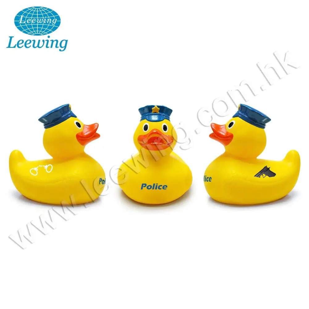 Custom Plastic Professional Police Uniform Yellow Rubber Duck Promotional Gift