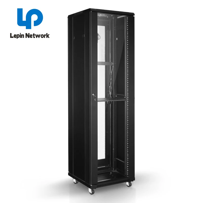 ningbo lepin china factory 42u glass door server rack network cabinet black Perforated door smart rack cold aisle containment