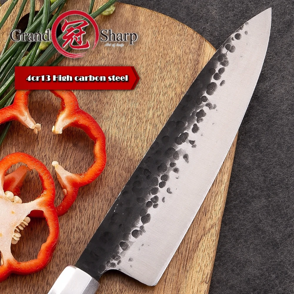 Handmade Chef Knife Japanese Kitchen Knives High carbon Steel Gyuto PRO Slicing Cooking Tools African Wood Handle Gift Box