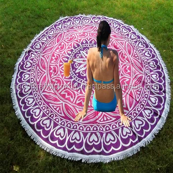 Indian Handmade Round Mandala Tapestry Printed Beach Throw