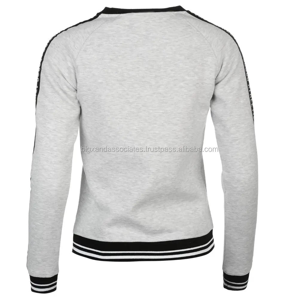 Fashion ladies embroidered Latest Design Long Raglan Sleeves Rib Knit Cuff Crew Neckline Sweatshirt round neck sweatshirt