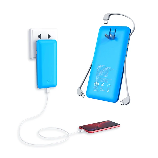 Battery Charger 10000mAh AC power banks battery powerbank power bank with built in cable UUTEK RSQ3-A