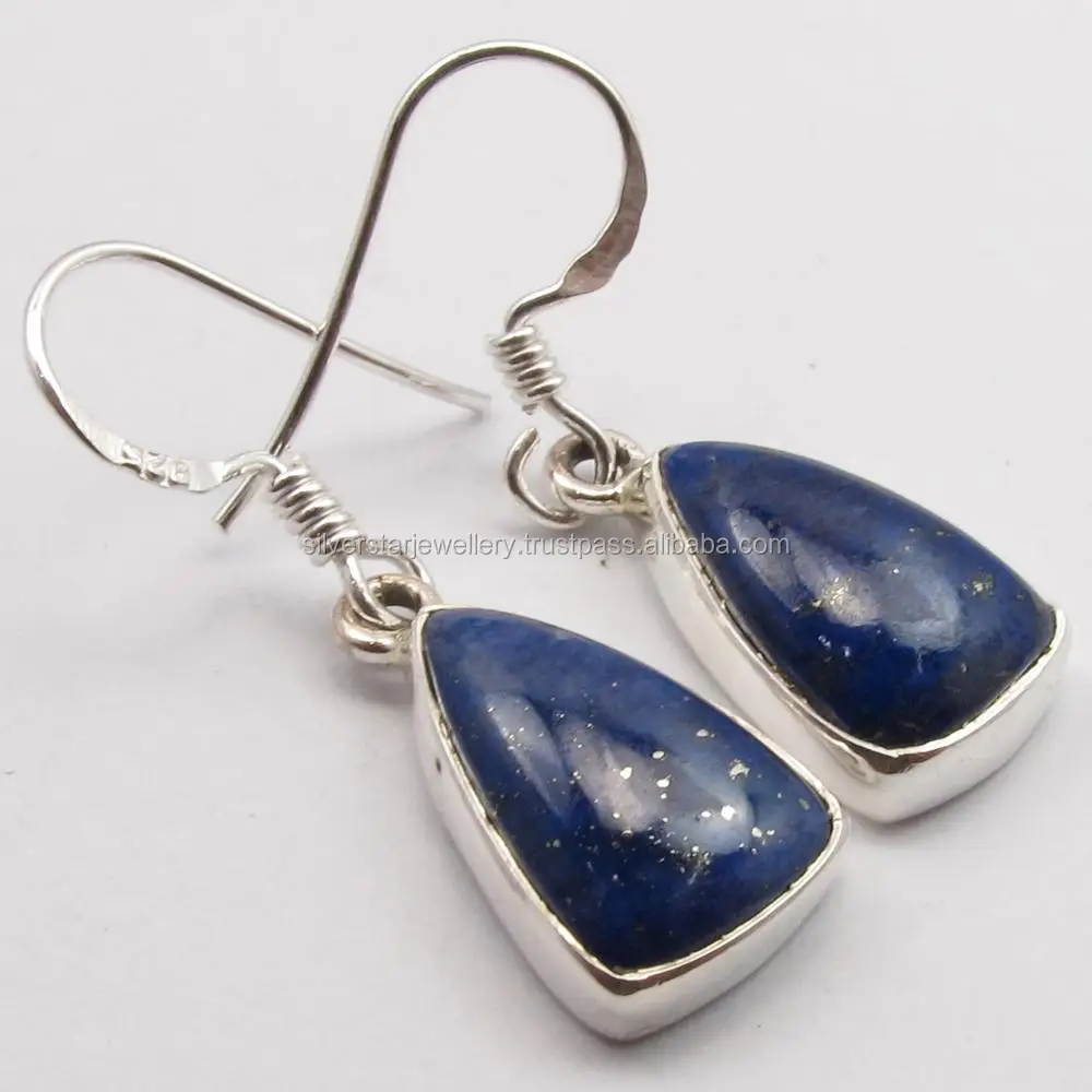 Серебряные серьги-925 из серебра стерлингового с треугольным синим Лазуритом подарок для мамы модные свадебные украшения
