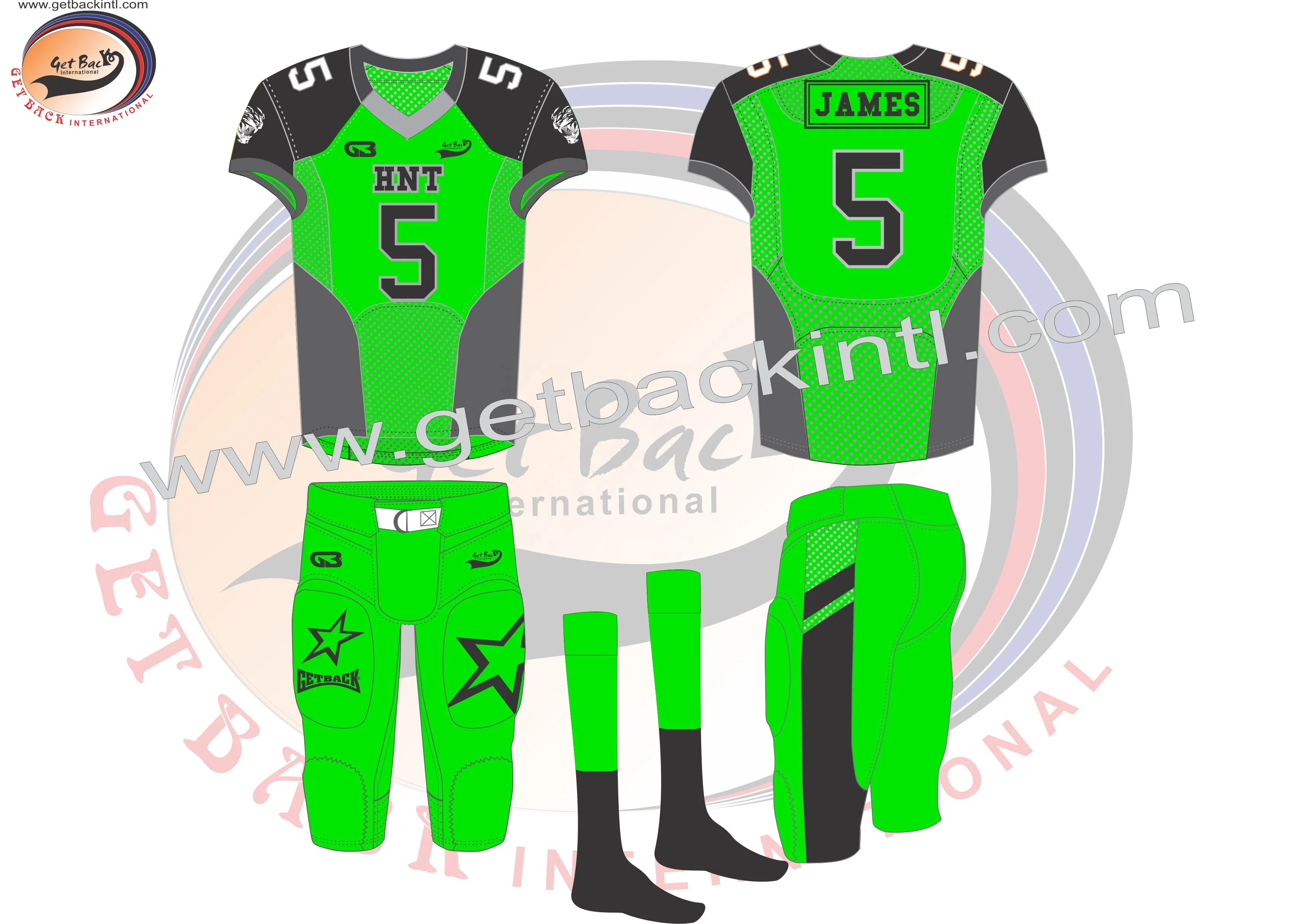 Latest American Football Uniforms with Sublimation Printing Polyester Spandex 450 Gsm /Tackle Twill Embroidery Football Uniforms