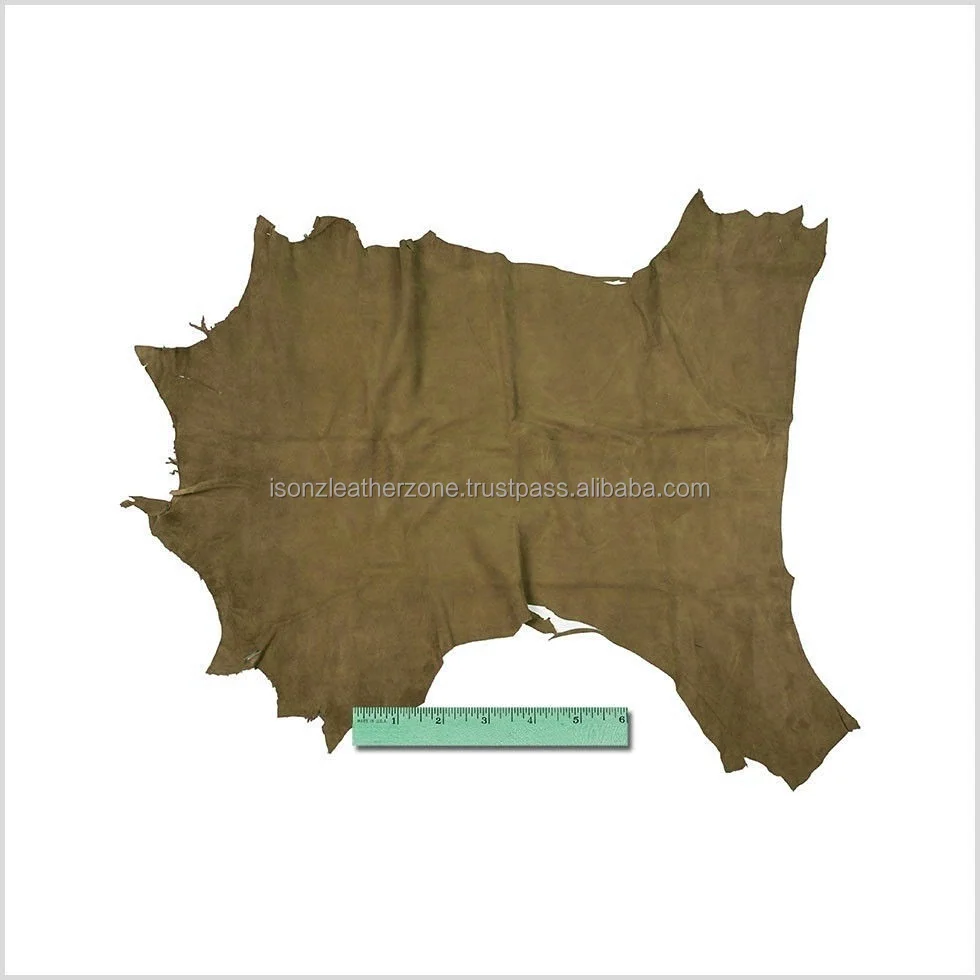 Goat Suede Finished Leather Color olive for Shoe