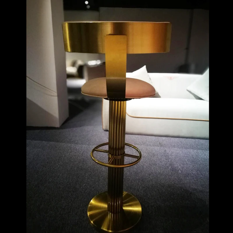 Fashion gold stainless steel leather high bar chair bar stools