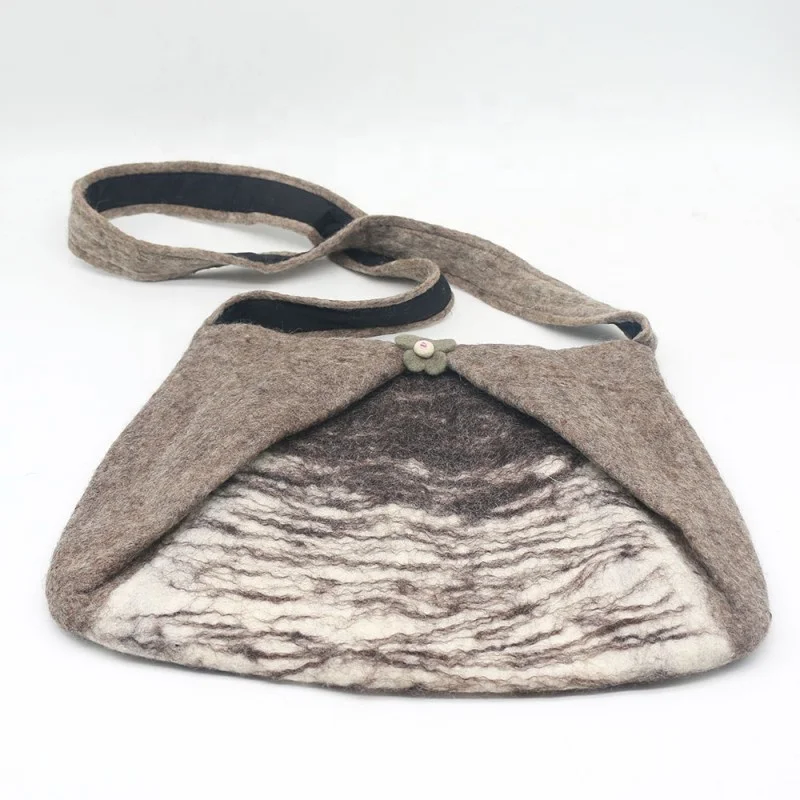 FYN-BG-028, Felt Hand Bag, Felted by Skilled and Talented Women Artisans from Nepal, 100% Eco-friendly New Zealand Wool