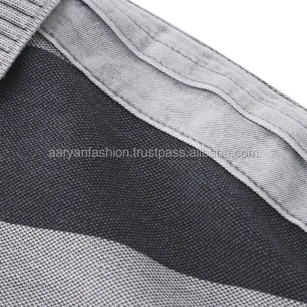 Cotton Stripe Printed Turn-down Collar Short Sleeve Casual Business Polo Shirt for Men