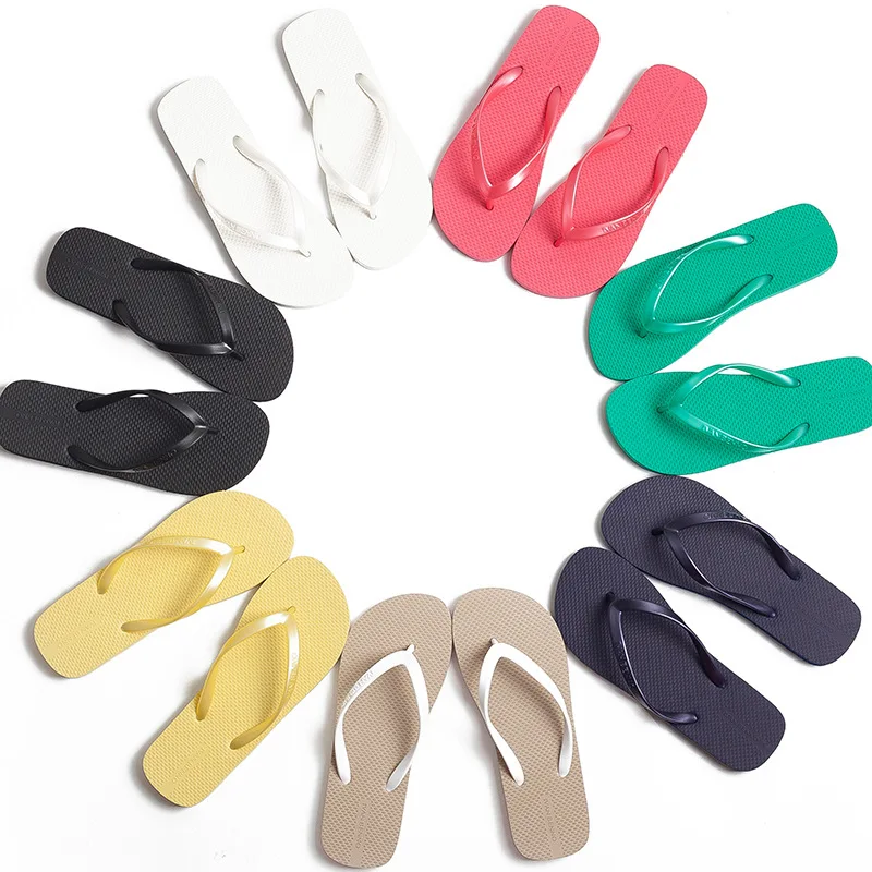 Colorful cheap flat EVA outsole with PVC strap upper beach lady flipflop