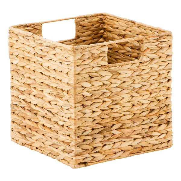 2024 handmade square water hyacinth storage basket for home wicker woven laundry baskets eco friendly clothes organize boxes