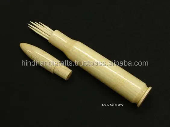 Wooden Tooth Pick, Straw and Needle Holder
