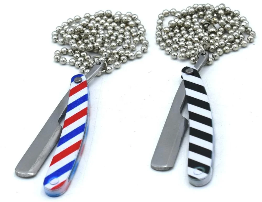 Wholesale Price Stainless Steel Barber Razor Design Pendant Custom Logo Barber Necklace Jewlery