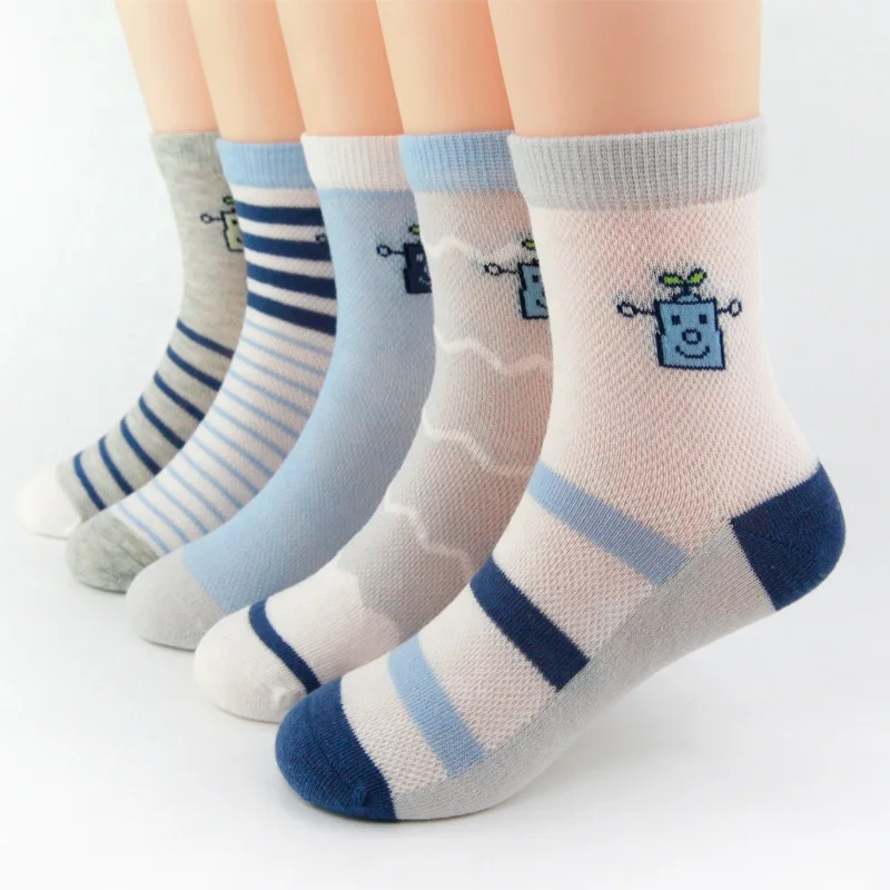 Pop robot cartoon summer light Sweat Absorb Cotton socks for boys