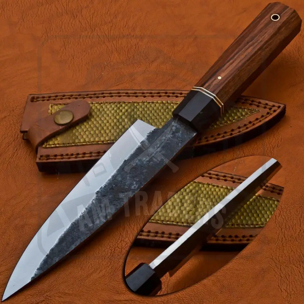 DT-18-SK759 Carbon Steel Hand Forged Straight Chef Kitchen Knife                                                       .