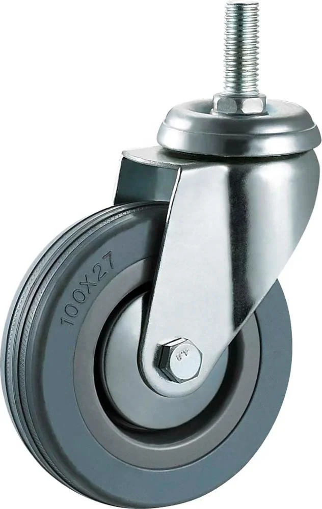 light duty caster wheel 100mm metal rail cart shelf tray trolley wheel 4 inch swivel grey rubber wheel castor