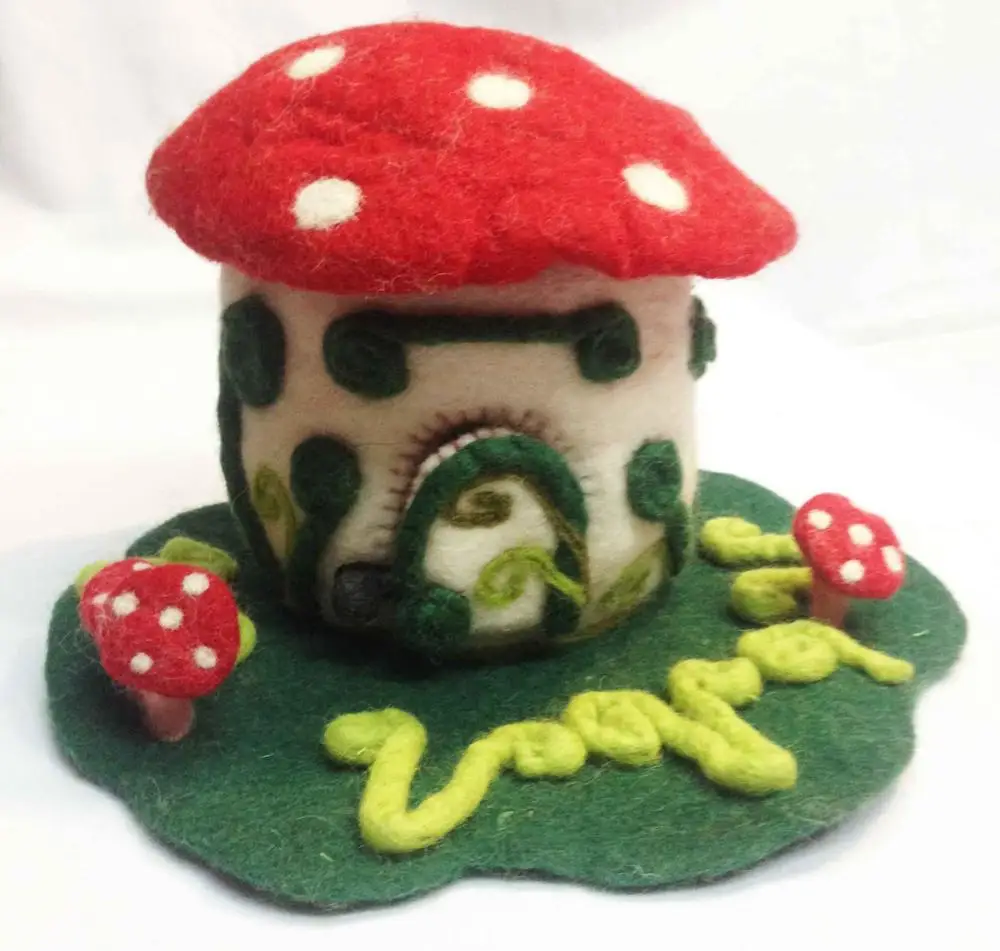 Felt Fairy homes Handmade in Nepal-producer and exporter Mushroom House toad stool homes