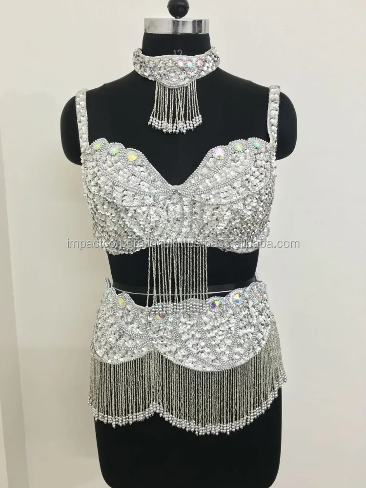 Wholesale Factory Price for Latest 2022 Belly Dance Dresses Work 5-piece Graceful Dance Dress Elegant Style Hand Beaded Sequins