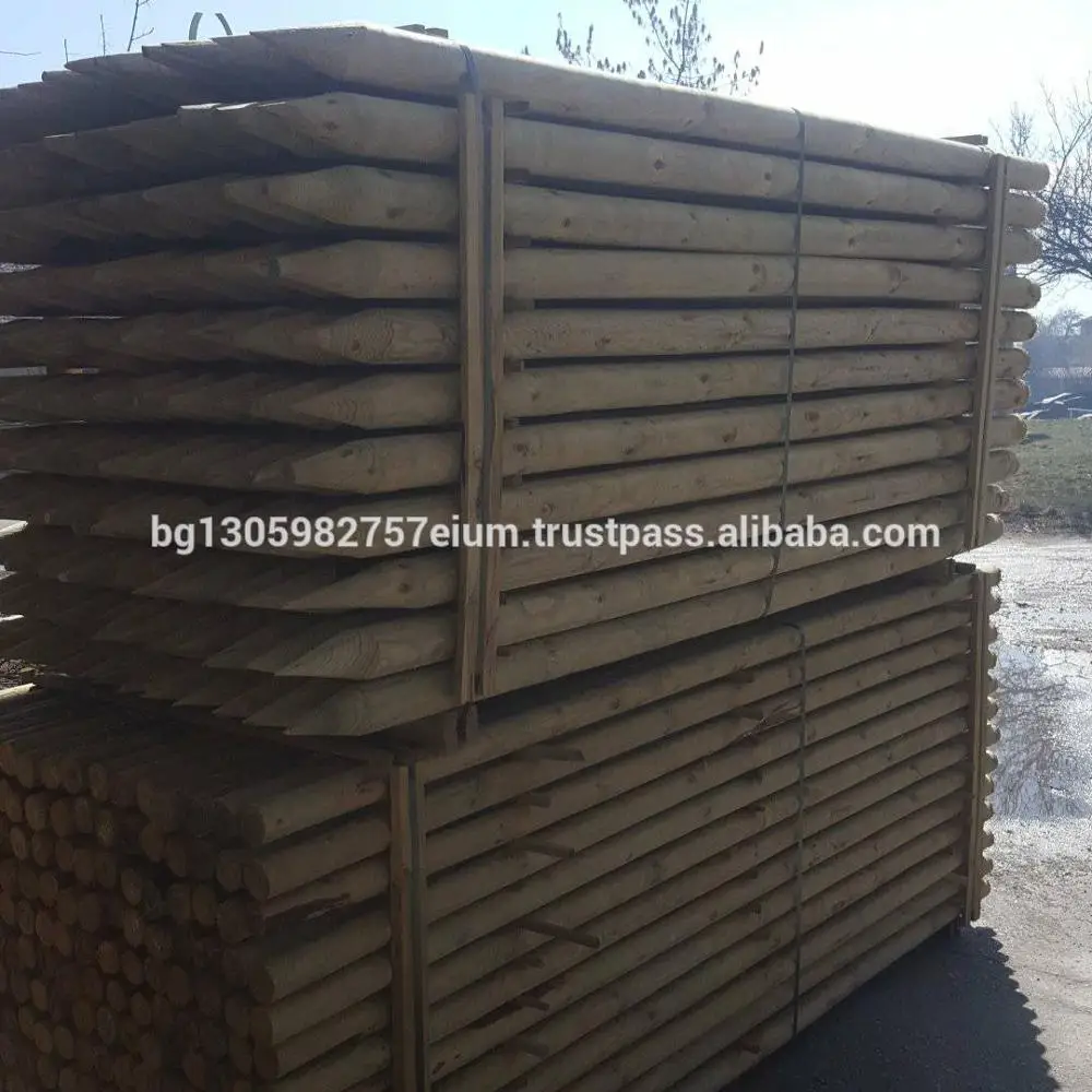 Sharp Point Wood Utility Poles coniferous, lathed and impregnated by high pressure vacuum