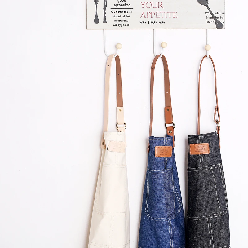 2020 Hot Products Custom Cooking Kitchen Barber Cotton Fabric Denim Garden Welding Leather Fashion Apron