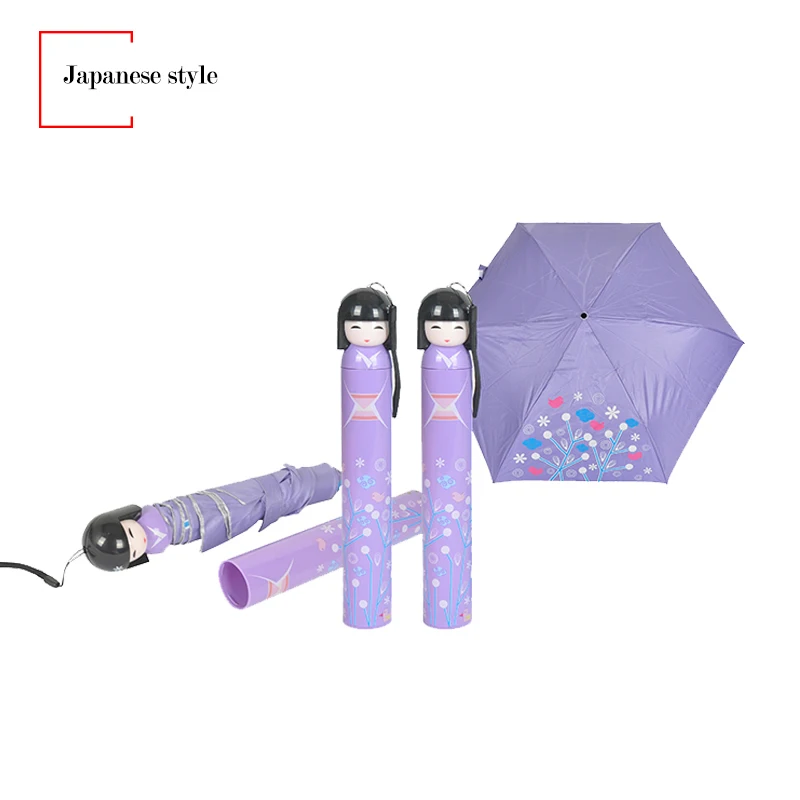 Prpmotional 3 Folding Cute Japanese Doll Umbrella
