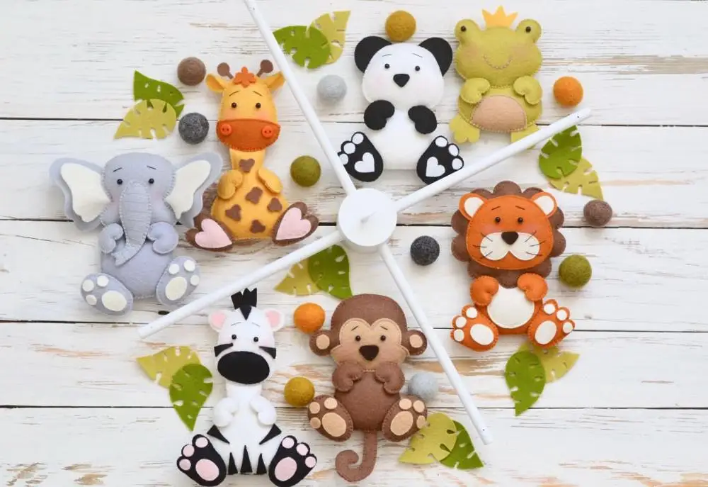 Детский мобильный телефон, мобиль для детской комнаты в джунглях, войлочный джунгли, подарок для будущей мамы