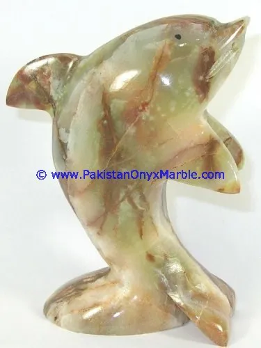 Onyx Green Marble Dolphin Figurine Carved Stone Sculpture of Animals for Home Decoration and Souvenir Use
