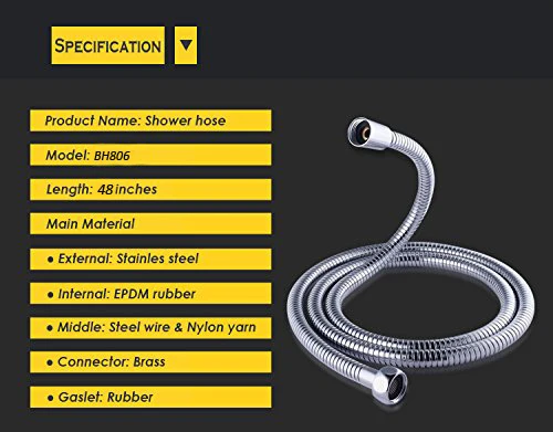 48-Inch Flexible Metal Stainless Steel Shower Hose/Hose Faucet for Bathroom Toilet Handheld Showerhead Bidet Sprayer
