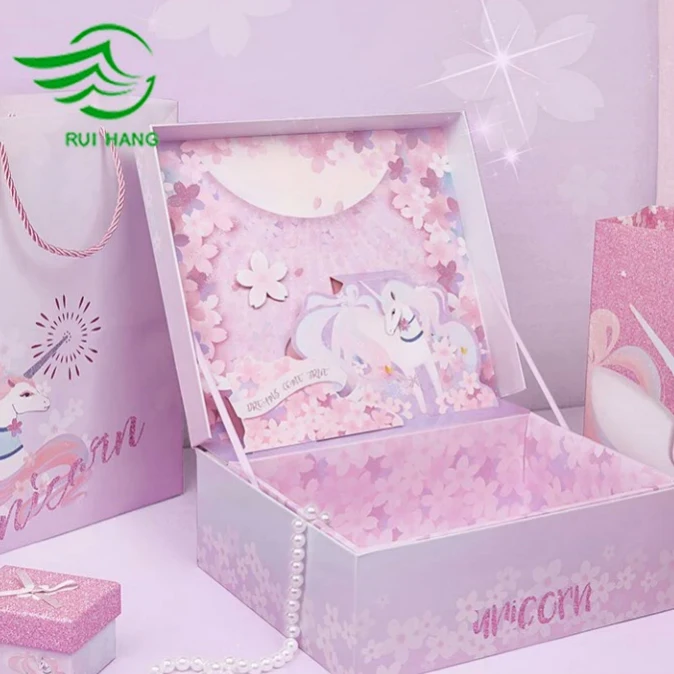 Картонная Рождественская Роскошная розовая Подарочная коробка с крышкой