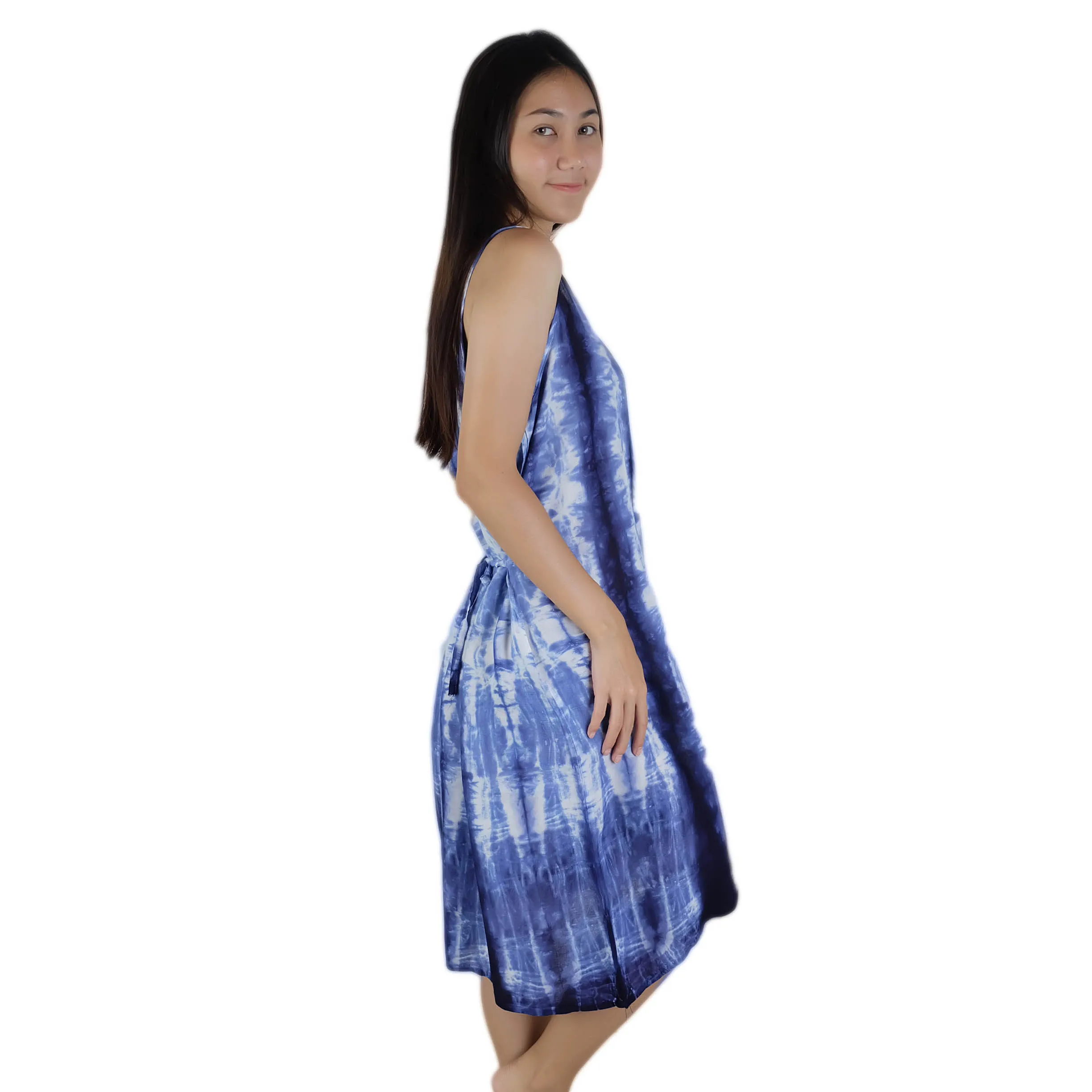 Thailand Tie and Dye Spaghetti Strap Rayon Beach Sun Dress