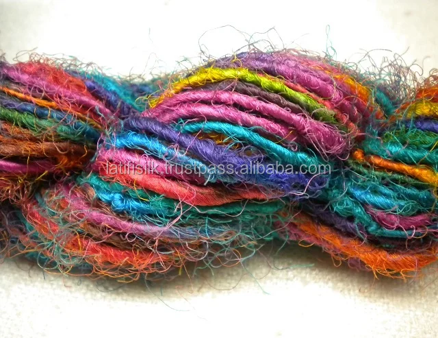 Recycle sari silk yarn Filament Yarn used in sewing, crocheting, knitting, weaving, embroidery, ropemaking, Art and craft