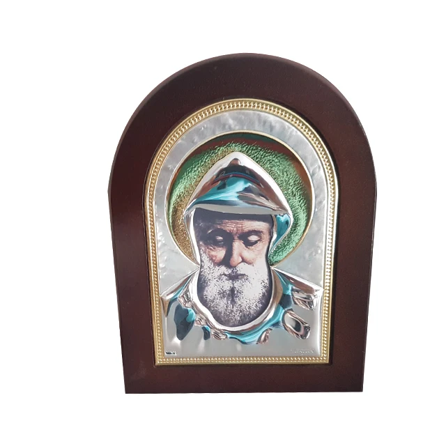 silver plated icons from the holy land/Saint charbel icon