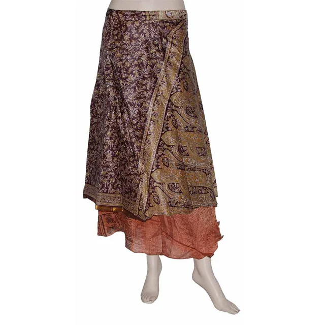 Vintage Sari Silk Wrap Long Skirt