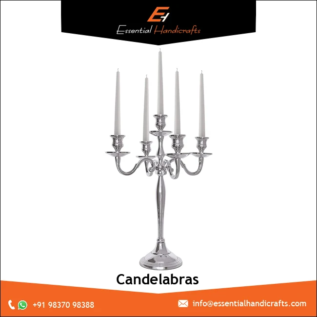 Wholesale Handmade 5 Arm Silver Candelabras  Judaica Menorah Candle Holder Metal Candlestick Holder For Home Decor Wedding