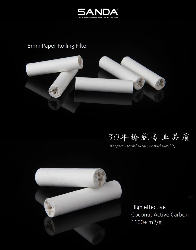 6mm/7mm/8mm Pipe Filter with ceramic and charcoal for pre-roll conef