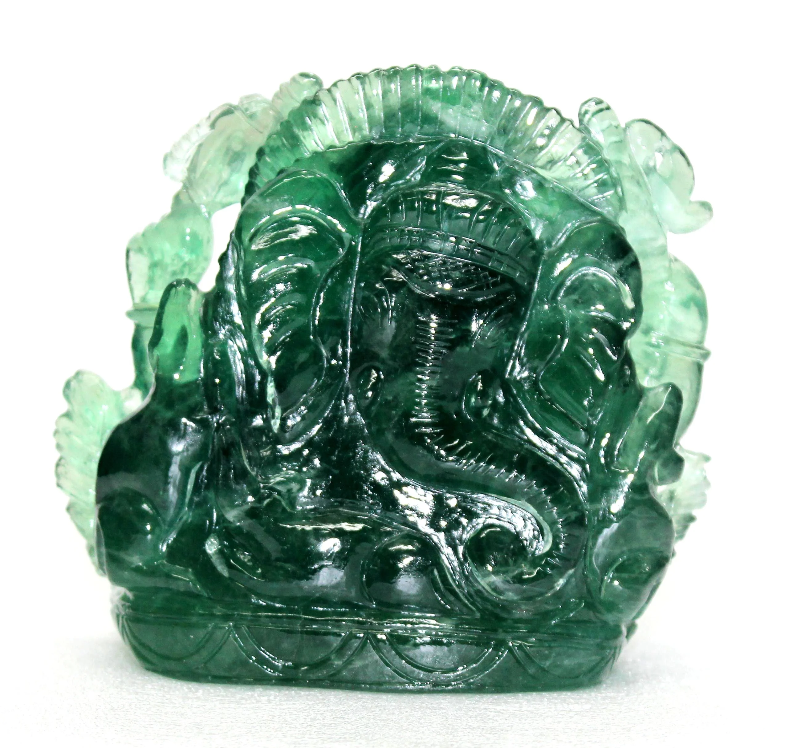 Natural Fluorite Ganesha Stone Sculpture Handcrafted Carving Figurine Make in India Spiritual Statues