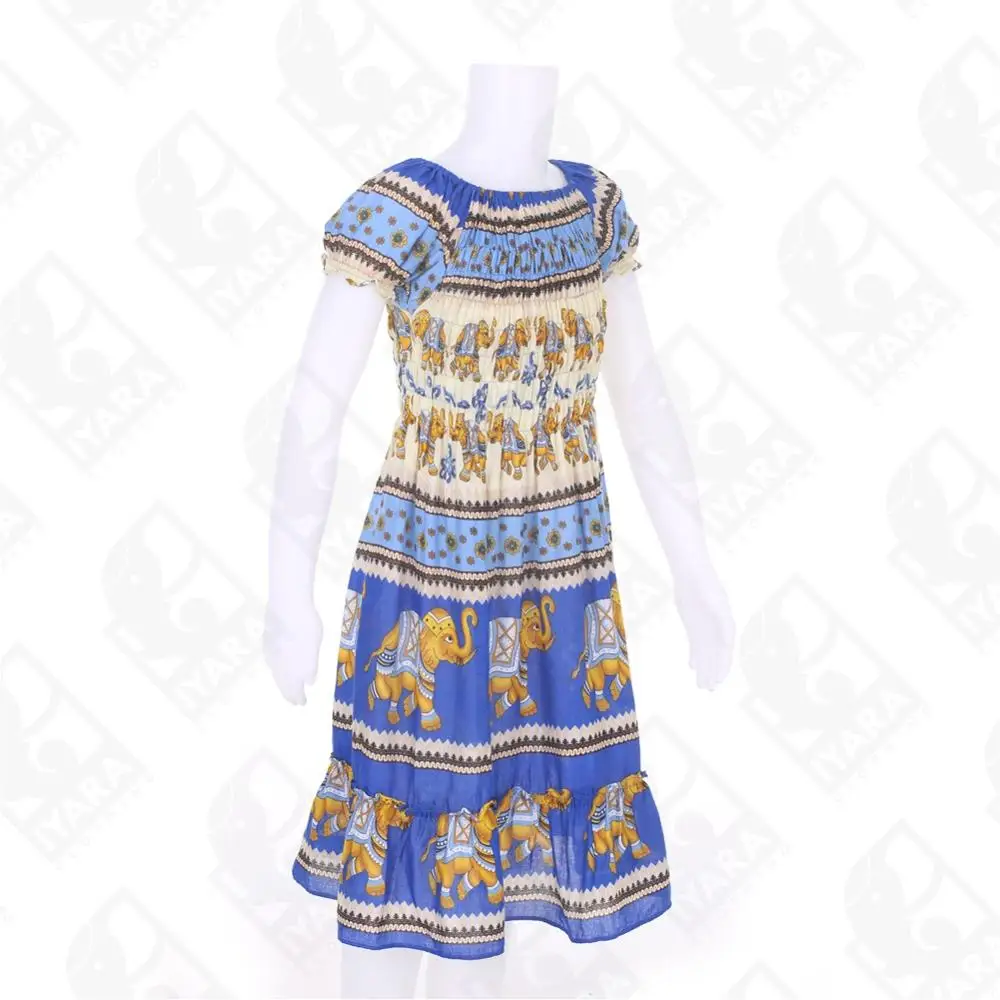 Long Elephant Thai Simple Kids Girls Smoking Dress