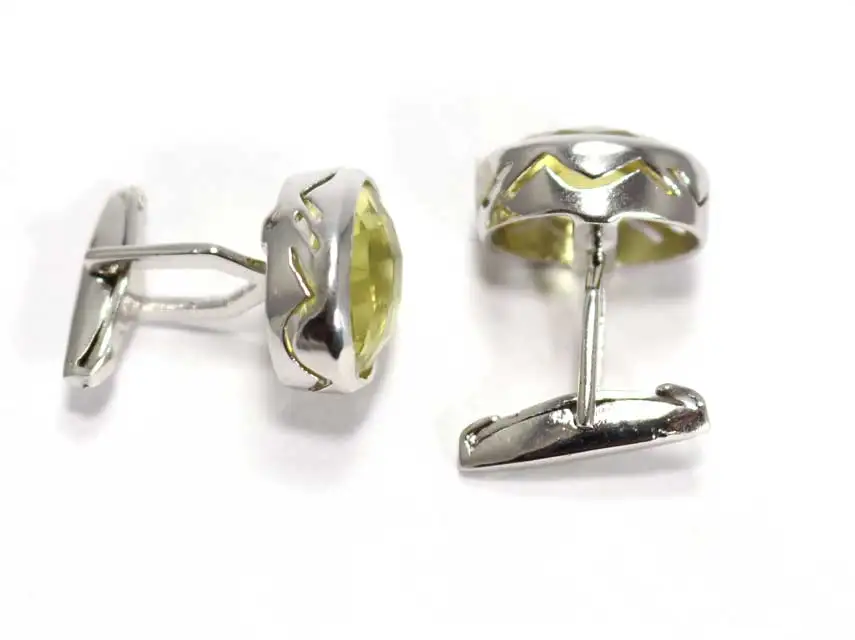 Мужские ювелирные изделия ручной работы из серебра 925 пробы с граненым лимонным топазом