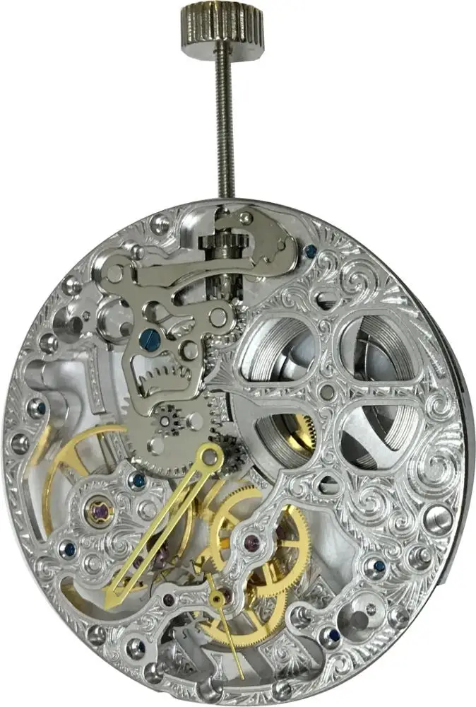 hand winding unitas clone skeleton watch movement